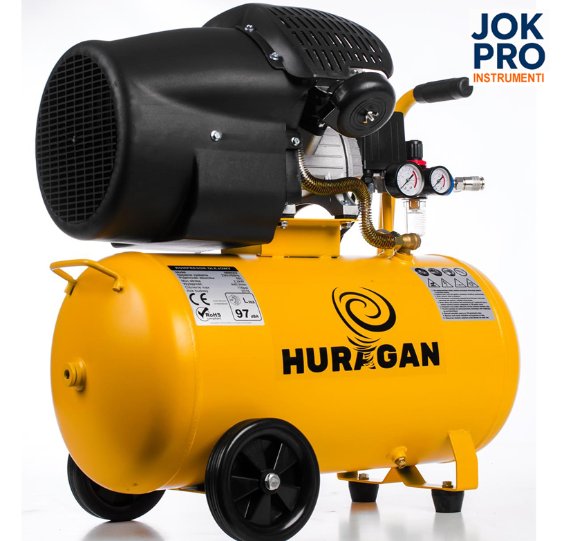 Bezeļļas divtaktu kompresors HURAGAN, 50L